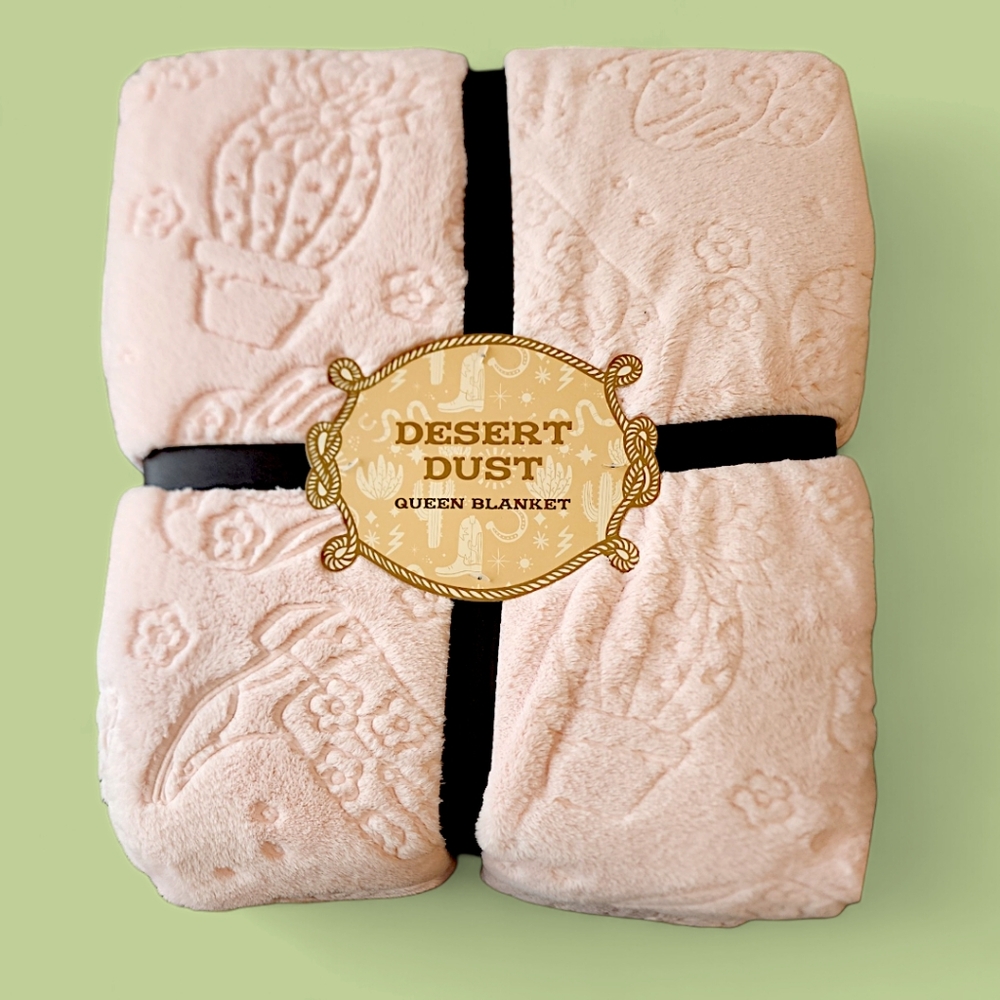 COPY - Desert Dust western cowgirl pink queen sized blanket